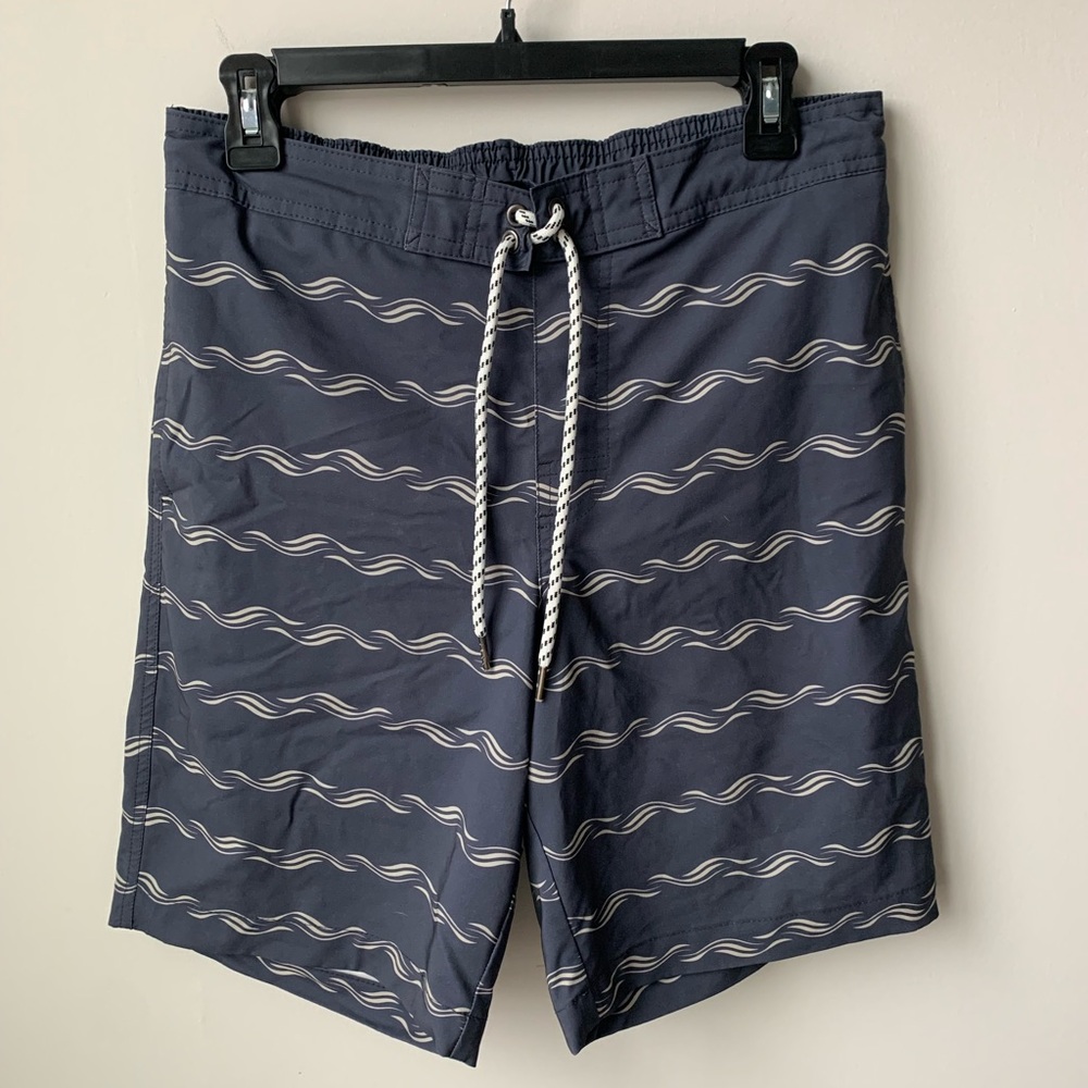 Sonoma Blue Swim Shorts with Wave Pattern Size Small
